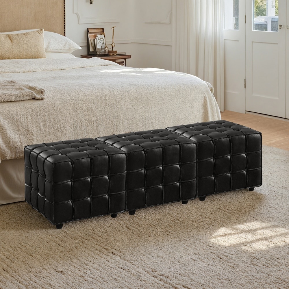 Art Leon Genuine Leather Ottoman Bench