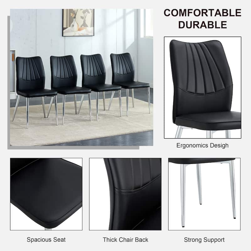 4 dining chairs chairs from the Middle Ages Made of PU material cushion and silver metal legs Suitable for restaurants