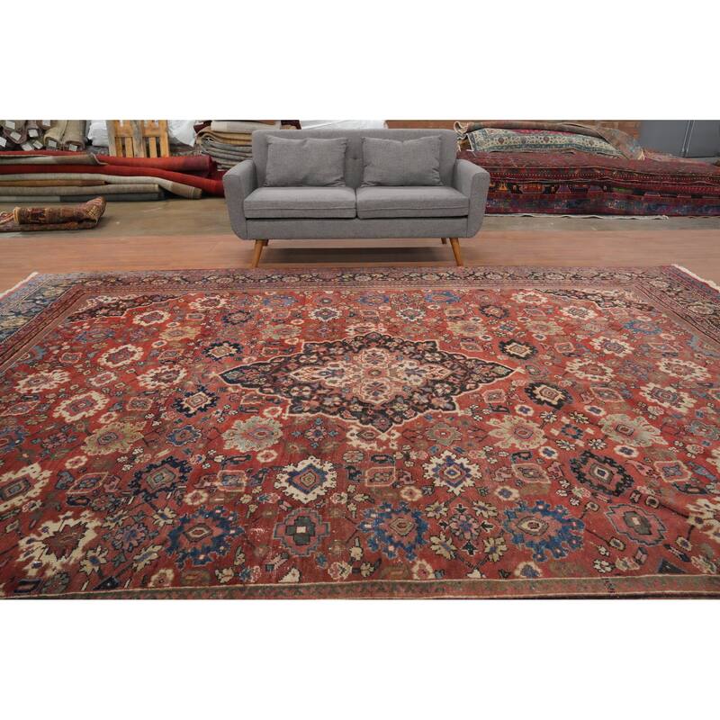 Hand Knotted Oriental 100% Wool Carpet Traditional Floral Oranges & Rust Sultanabad Area Rug - 13' 6'' X 10' 9''