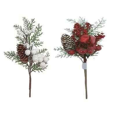 Berries And Pinecone Pick (Asstd) - Set of 12 - Multi