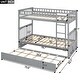 preview thumbnail 4 of 8, Twin Over Twin Wooden Bunk Bed with Twin Size Trundle & Safety Rail, Convertible to 2 Platform Bedframe for Kids Teens Bedroom