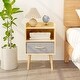 preview thumbnail 1 of 29, Wood Side Table with Collapsible Fabric Drawer and 2-Tier Storage for Kids and Adults Yellow - 1-drawer