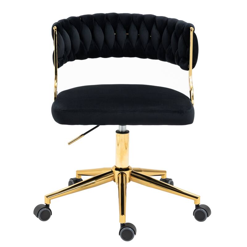 Velvet Home Desk Chair Office Swivel Chair with Wheels and Gold Base