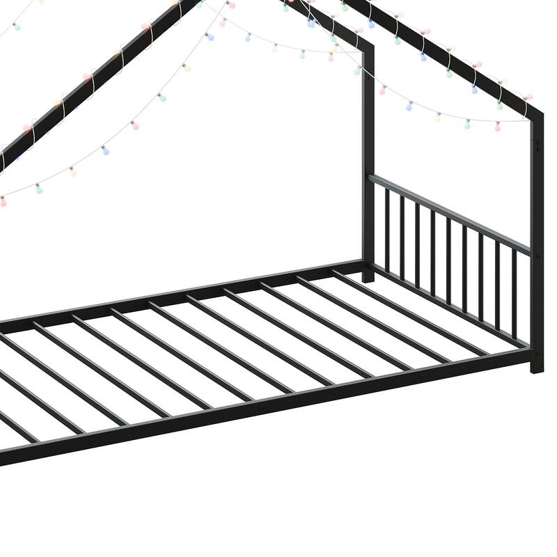 Children's bed frame with LED light strips
