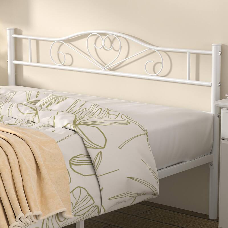 VECELO Metal Platform Bed Frame with Headboard & Footboard, Steel Slats Mattress Foundation, No Box Spring Needed