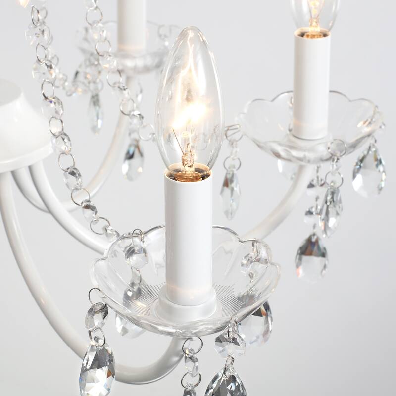 4-Light Candle Style Chandelier with Crystal Accents for Living Room Bedroom