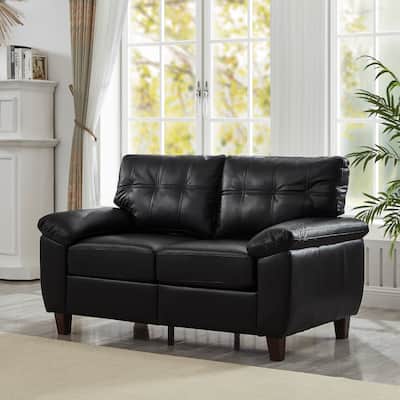 59" Loveseat Modern Design Faux Leather Couch,Storage,Big Armrest Sofa,Upholstered Breathable PU Leather Sofa
