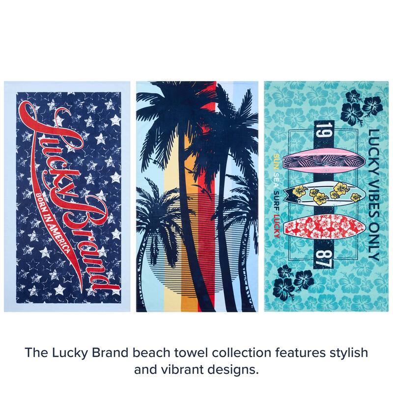 Lucky Brand Navy 36" x 68" 100% Cotton Beach Towel - 36" x 68"