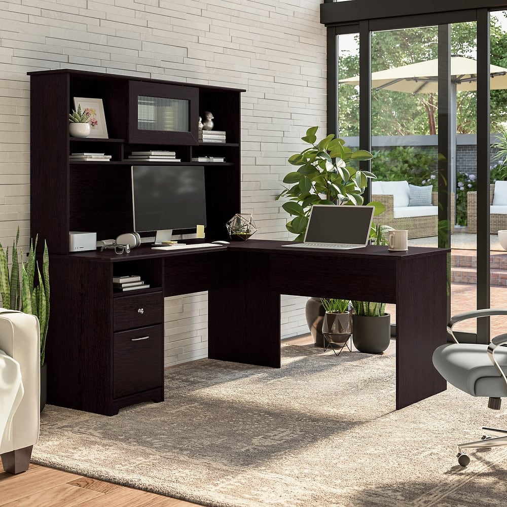 Cabot 60W L Shaped Computer Desk with Hutch by Bush Furniture
