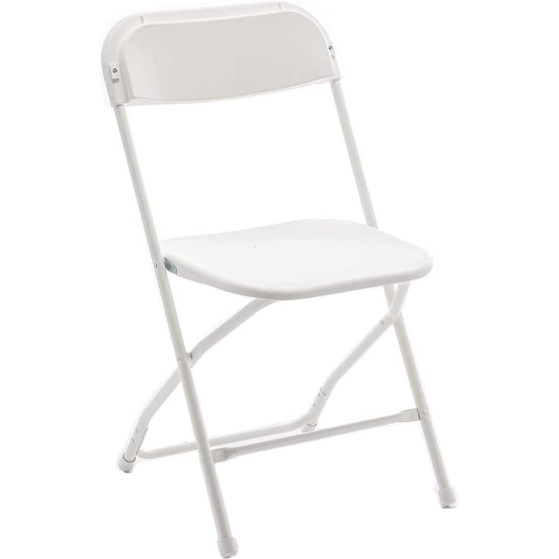 BTEXPERT 5 Piece Folding Card Table Set, 34" Square Granite White Plastic Table 4 Adult Chairs for Party Home Indoor Outdoor