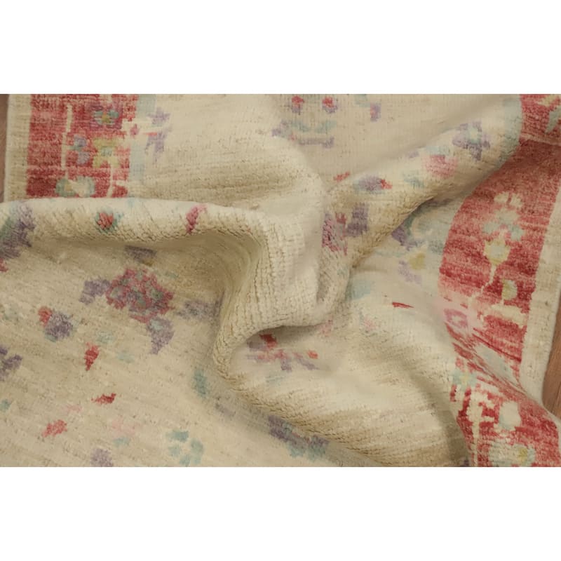 Hand Knotted Oriental 100% Wool Carpet Traditional Floral Beige & Ivories Ziegler Runner Rug - 8' 3'' X 2' 8''