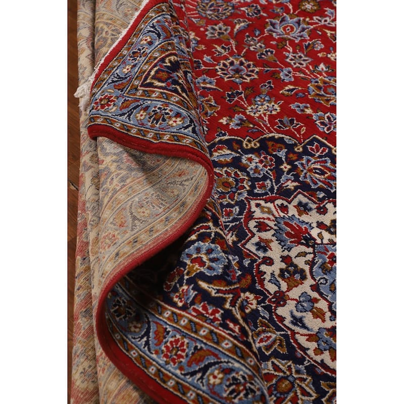Red Floral Kashan Turkish Rug Oriental Machine-Made Carpet - 9'8" x 13'2"