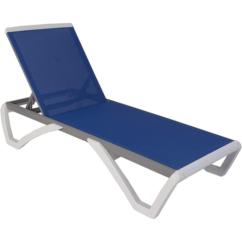 Kozyard Alan Full Flat Aluminum and Polypropylene Resin Legs Patio Reclining Adjustable Chaise Lounge - Blue