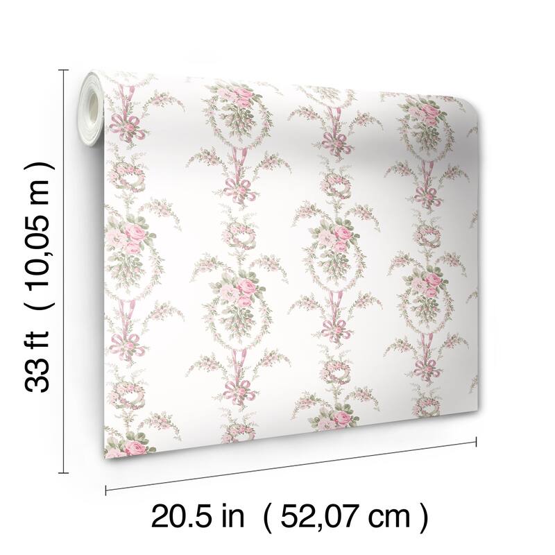LoveShackFancy Rose Cheeks Party Pink Floral Cluster Wallpaper