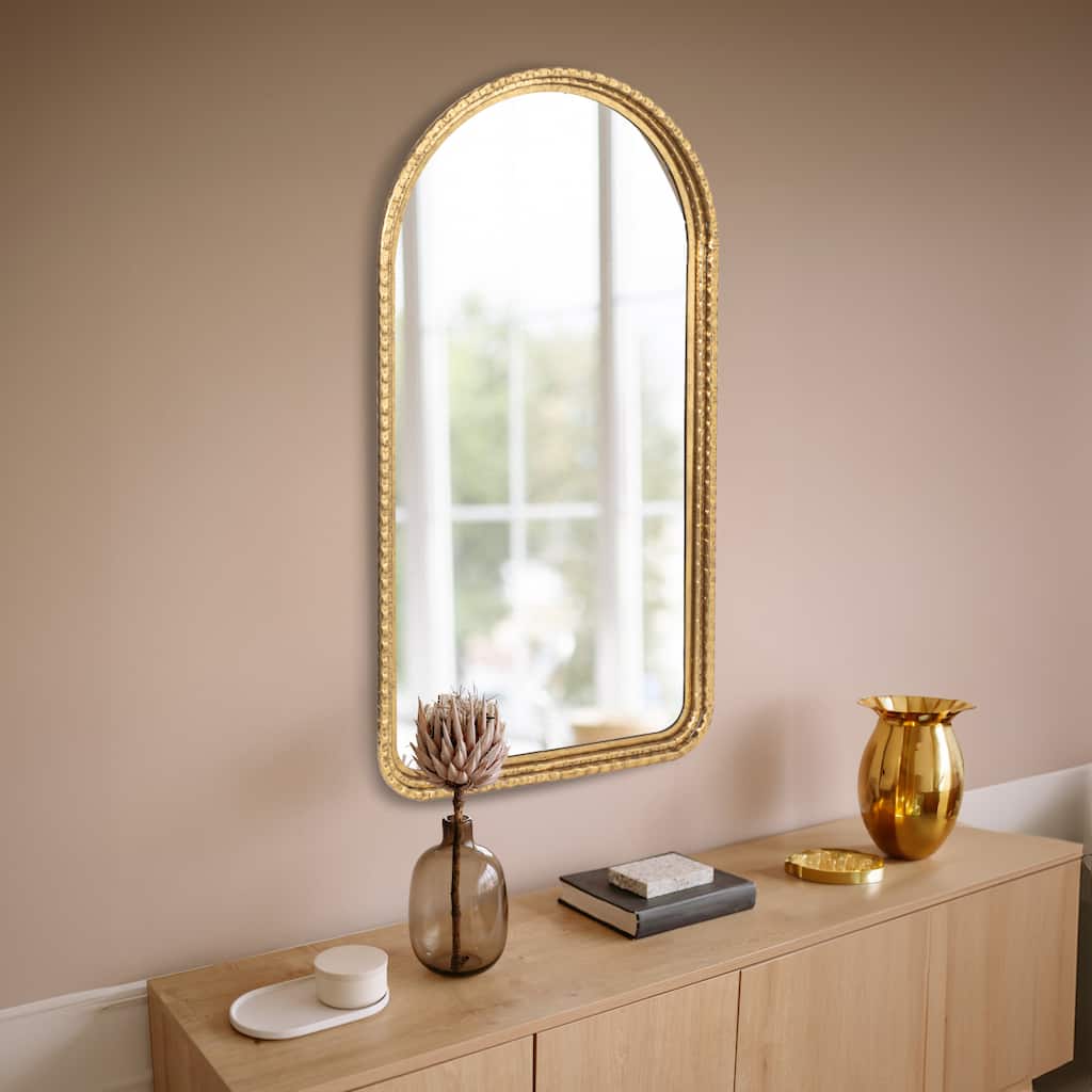 Decorative Arched Metal Wall Mirror - 17.3"L x 1.4"W x 32.9"H
