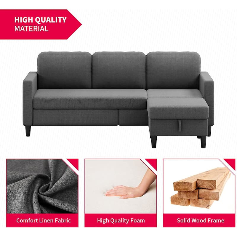 Mixoy 78"Sectional Sofa with Ottoman, Free Combination L Shaped Sofa Couch Set