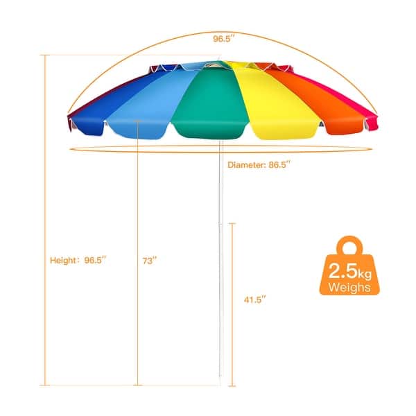 dimension image slide 1 of 3, Gymax 8ft Beach Umbrella Outdoor Patio Garden w/ Carrying Bag Sand
