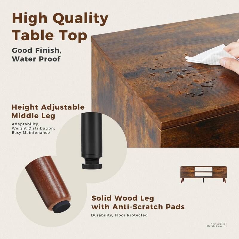 TV Stand for 55 60 inch Television, Entertainment Center with 2 Cabinet Media Console Table, Living Room, Bedroom Furniture