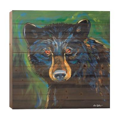Bear Painting Best Print On Wood by Hippie Hound Studios - Multi-Color