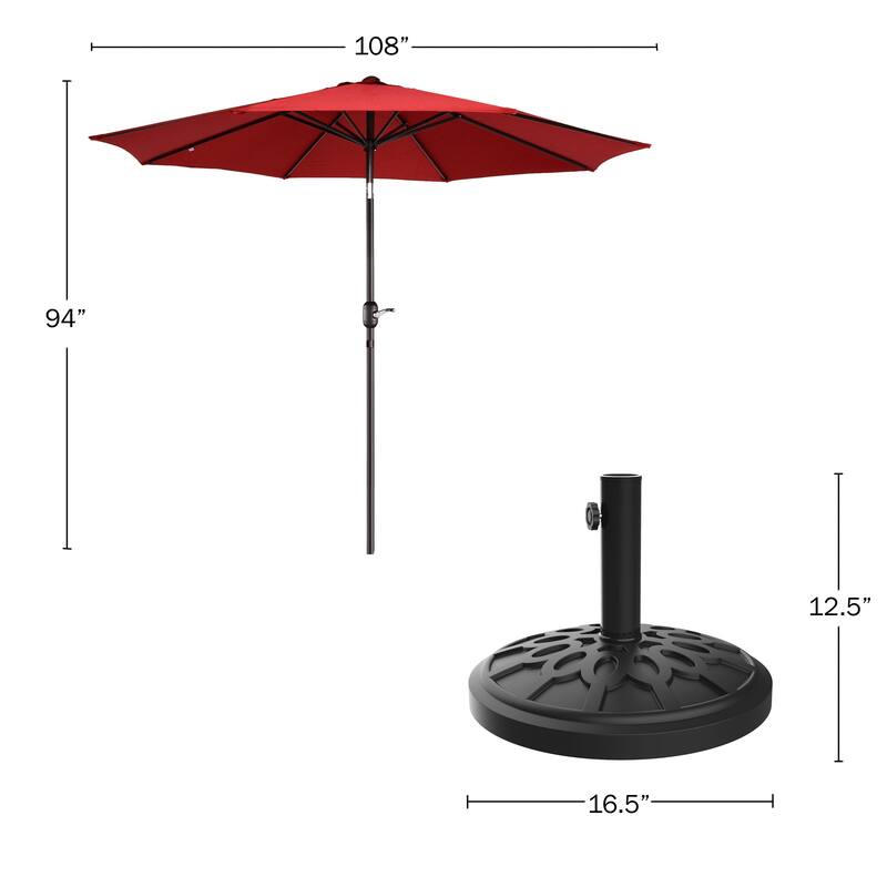 Villacera 9-Foot Outdoor Patio Umbrella with Base