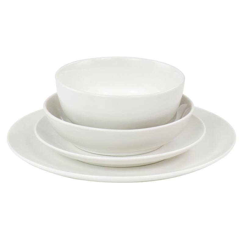 16 Piece Double Bowl Dinnerware Set in Porcelain