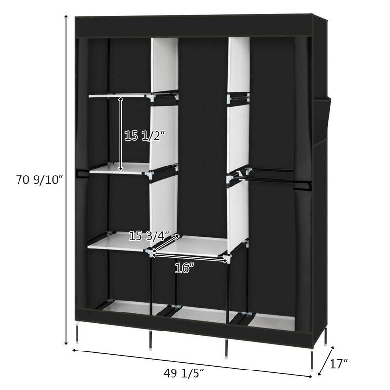 8 Shelves Wardrobe Armoire Closet,Clothes Storage Rack,Black