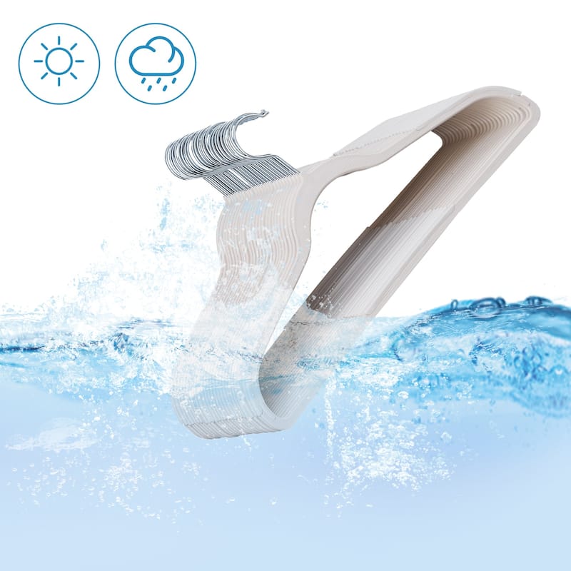 Javlergo 25/50 Pack Heavy Duty Plastic Hangers, 360º Swivel Hook Coat Hangers, Non-Slip, Space-Saving