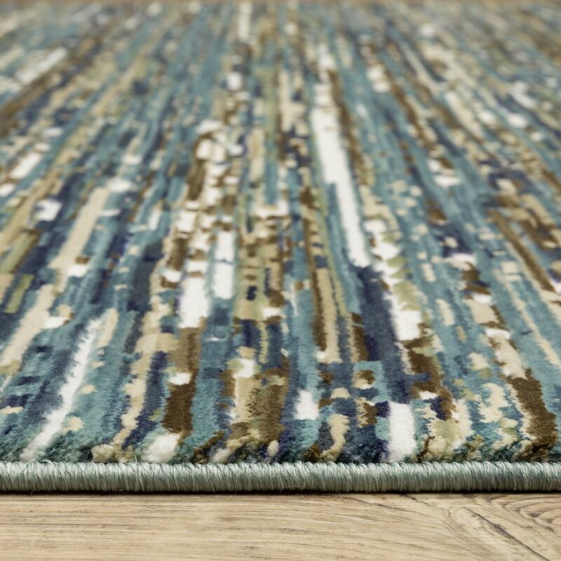 Style Haven Raphael Distressed Stripes Blue/Multi Mixed Pile Area Rug