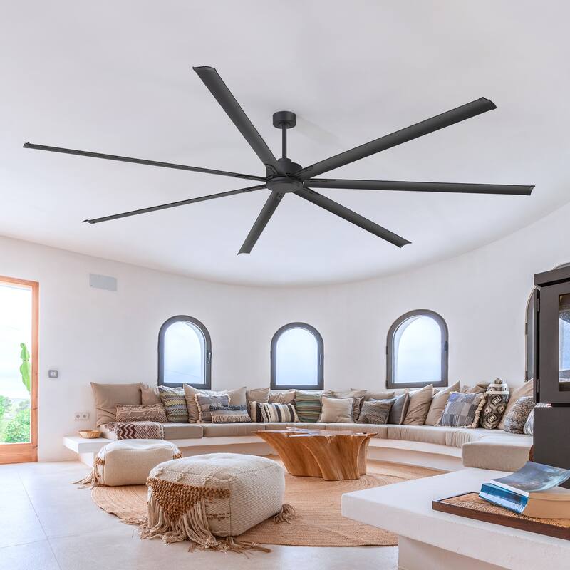 72"/84"/96"/120"/144" Extra Larger HVLS Commercial Ceiling Fan with Remote and Aluminum Blades - Matte Black-120 inches with 7 blades - Remote