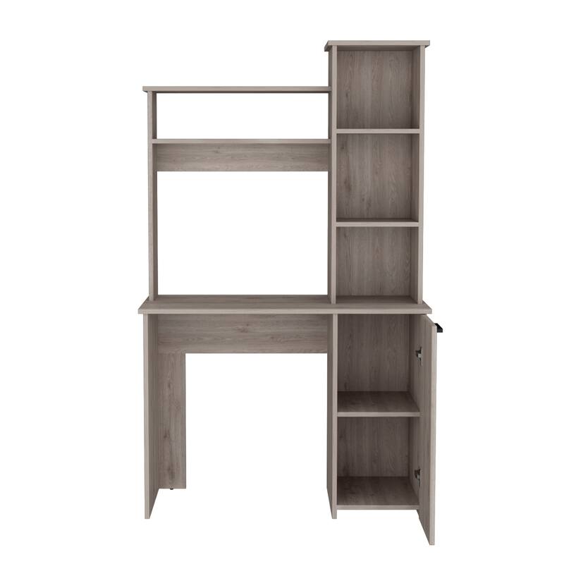 Contemporary Writing Desk with Spacious Work Surface, Hutch Storage, and Stylish Shelves for Home Office Organization