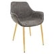 preview thumbnail 8 of 25, LeisureMod Markley Modern Leather Dining Armchair With Gold Metal Legs Grey