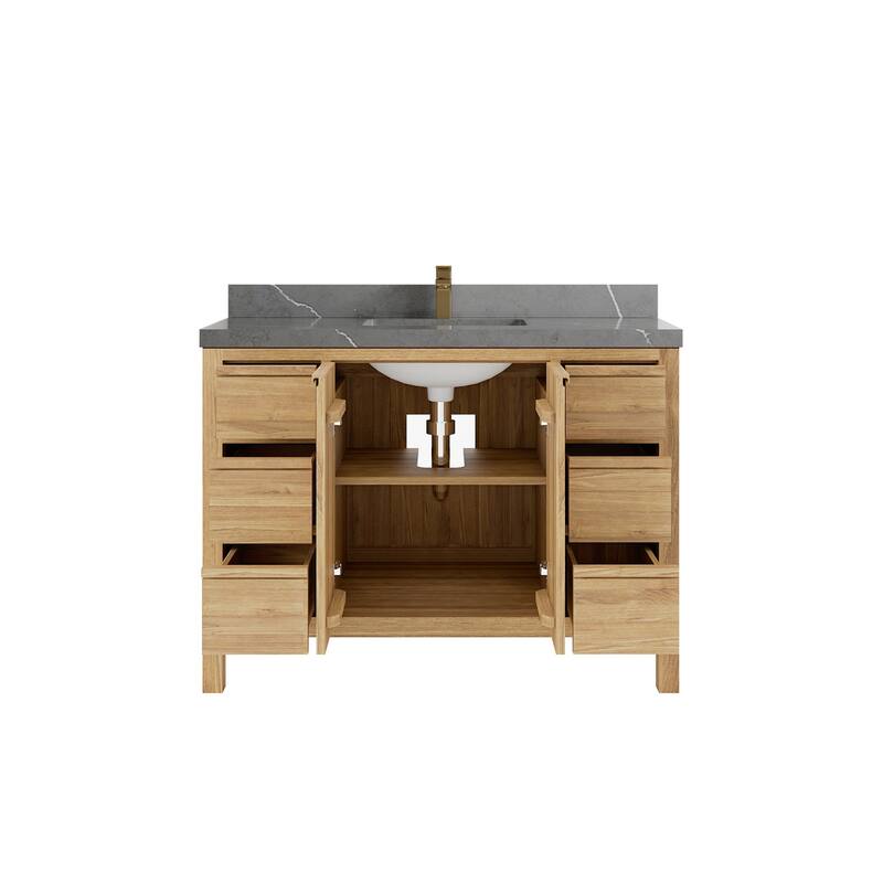 Willow Collections 48 in. W x 22 in. D Elizabeth Solid Teak Single Sink Bathroom Vanity with Countertop