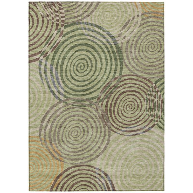 Machine Washable Indoor/ Outdoor Contemporary Swirls Chantille Rug
