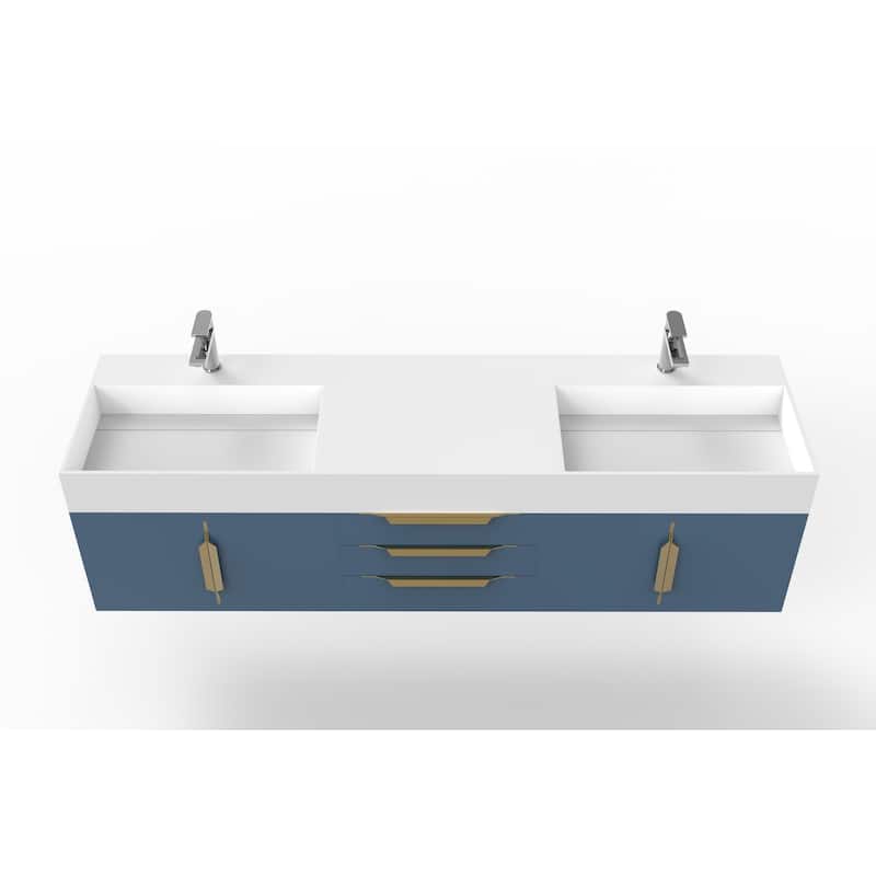 Amazon 72" Wall Mounted Bathroom Vanity Set w/ White Top