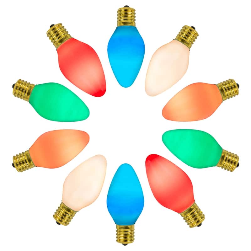 25 Pack C7 LED Outdoor Christmas Replacement Bulbs, Vintage, C7/E12 Base - Multi