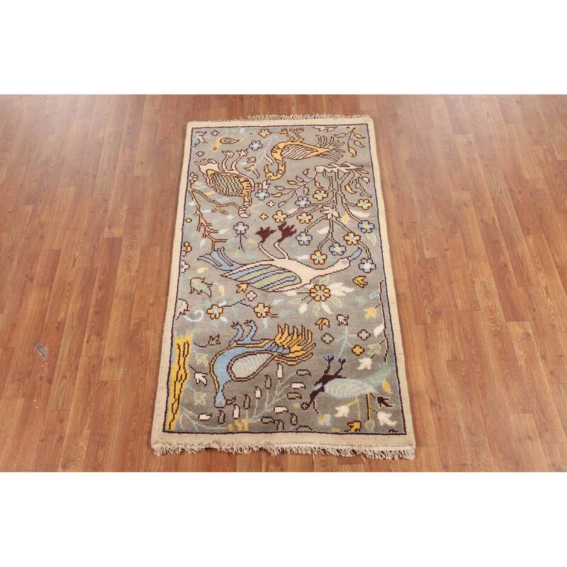 Animals Design Ziegler Indian Foyer Rug Handmade Wool Carpet - 2'11"x 5'1"