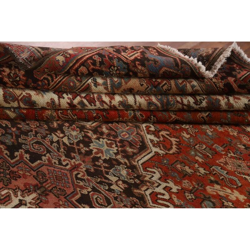 Hand Knotted Oriental 100% Wool Carpet Traditional Medallion Red Heriz Area Rug - 12' 10'' X 9' 7''
