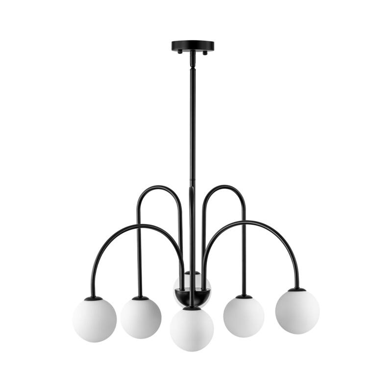 6-Light Modern Linear Sputnik Branch Frosted Glass Globe Chandelier for Dining Room