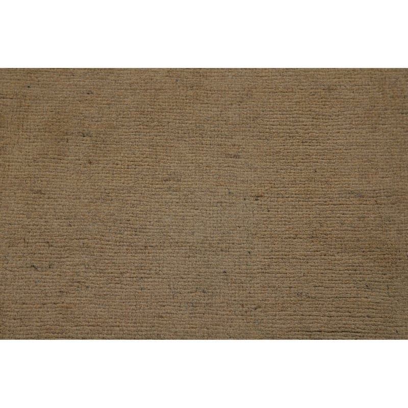 Beige Modern Gabbeh Runner Rug Handmade Wool Carpet - 3'2" x 9'8"