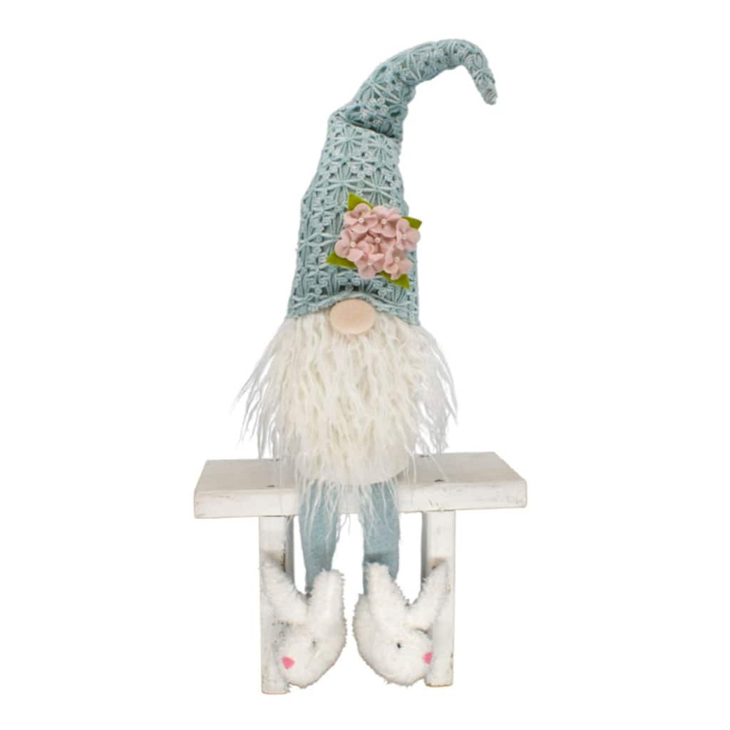 29.5" Blue and White Plush Bunny Shoe Gnome