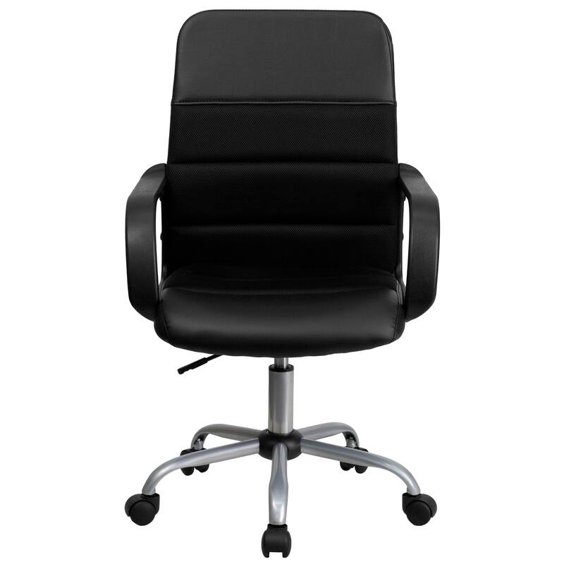 Mid-Back LeatherSoft and Mesh Swivel Task Office Chair with Arms