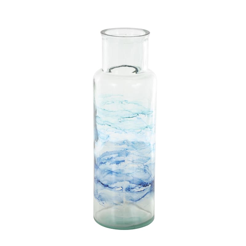 Recycled Glass Abstract Ombre Decorative Vase - Blue - Roche River Decor