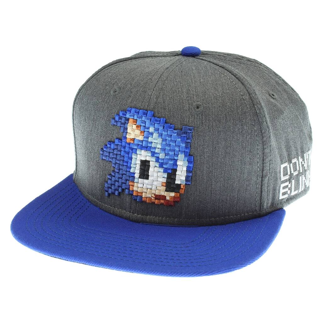 Sonic The Hedgehog Hat - Sonic Pixel Face Adjustable Snapback Hat Cap