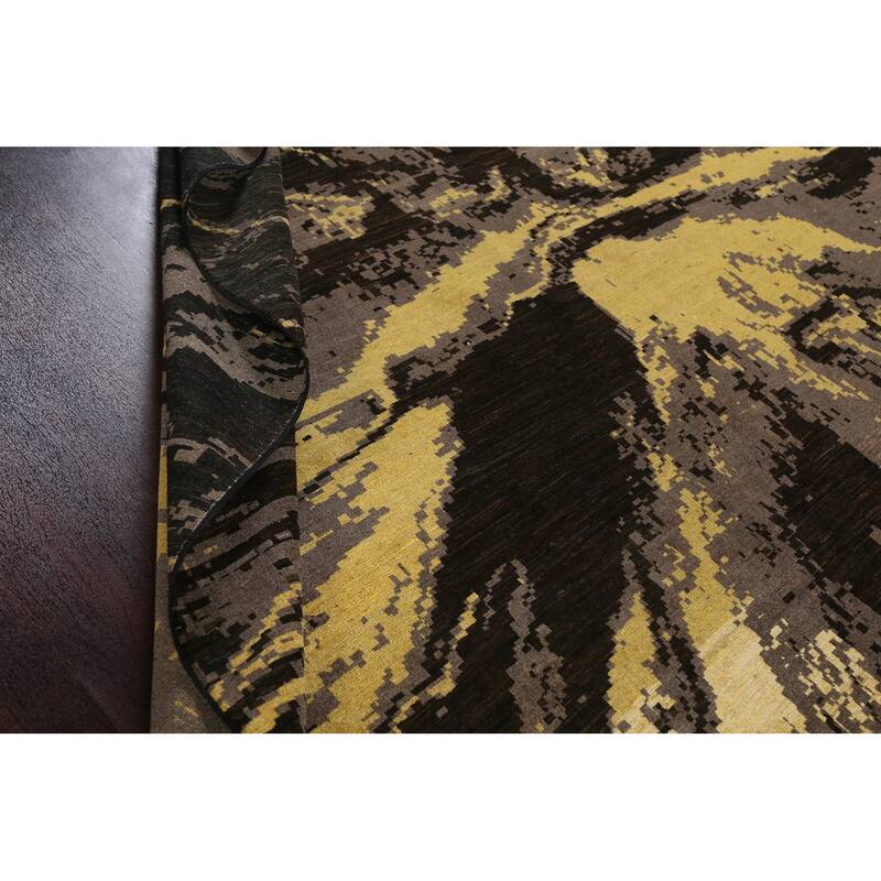 Vegetable Dye Abstract Contemporary Area Rug Hand-knotted Wool Carpet - 9'9" x 12'9"