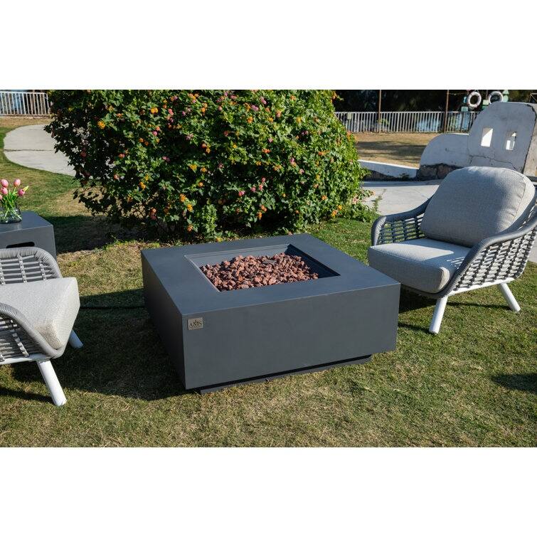 Brooklyn 40" Square Concrete Fire Pit Table by AMS Fireplace