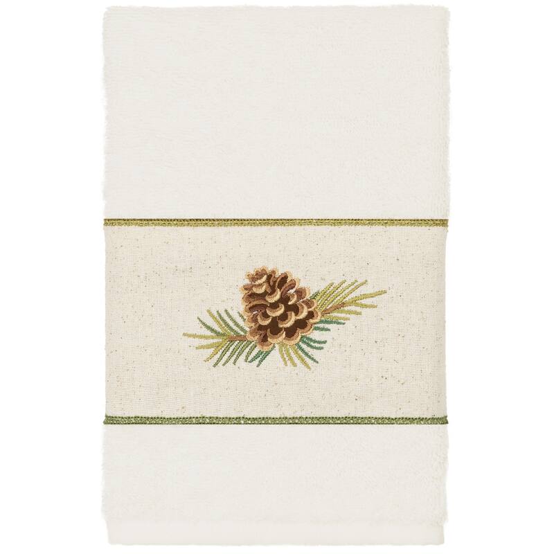 Authentic Hotel and Spa 100% Turkish Cotton Pierre Embellished Hand Towel - Cream