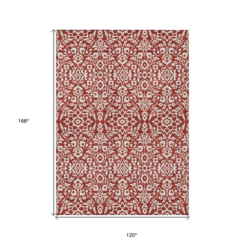 HomeRoots Damask Traditional Rectangle Outdoor Rug