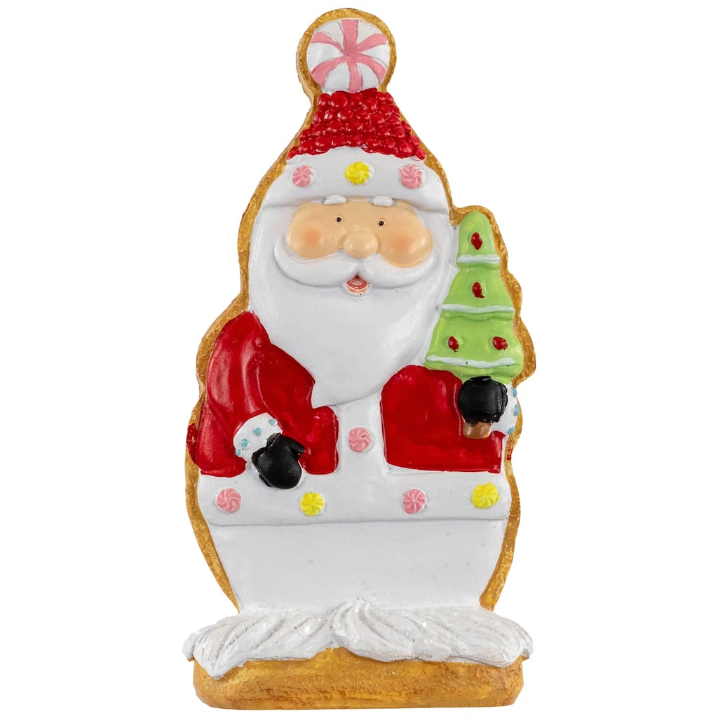 7" Standing Santa Gingerbread Cookie with Christmas Tree Tabletop Decor