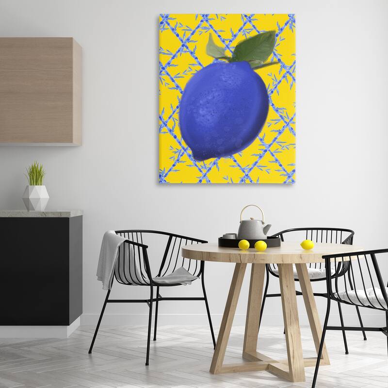 Stupell Blue Lemon over Yellow Canvas Wall Art Design By Matthew Piotrowicz