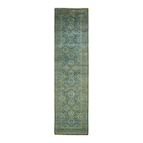 Overton Mogul One-of-a-Kind Hand-Knotted Runner - Green, 2' 7" x 10' 4" - 2' 7" x 10' 4"